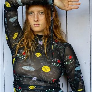 Lazy Oaf x Laura Callaghan Cosmic Rushed Mesh Top